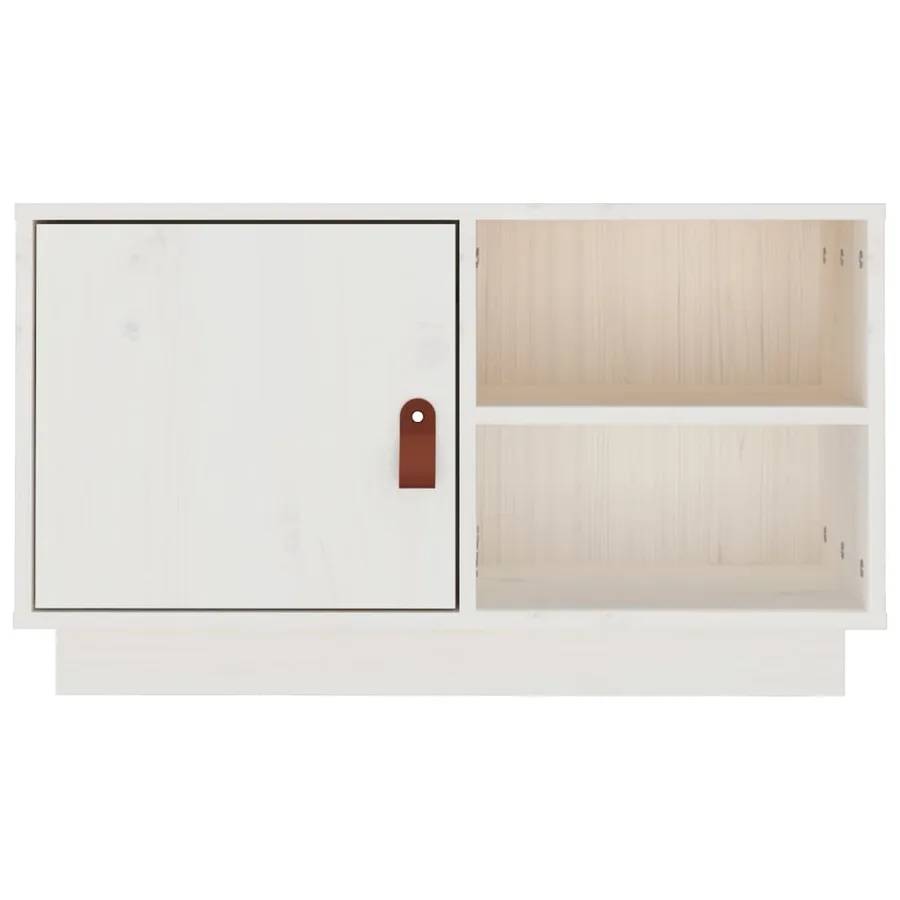 Meuble TV Blanc 70x34x40 cm Bois de pin massif - 6
