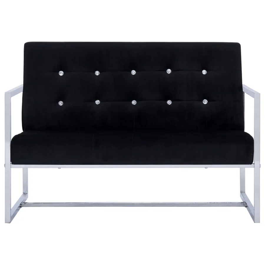 Canapé 2 places avec accoudoirs Noir Chrome et velours - 3