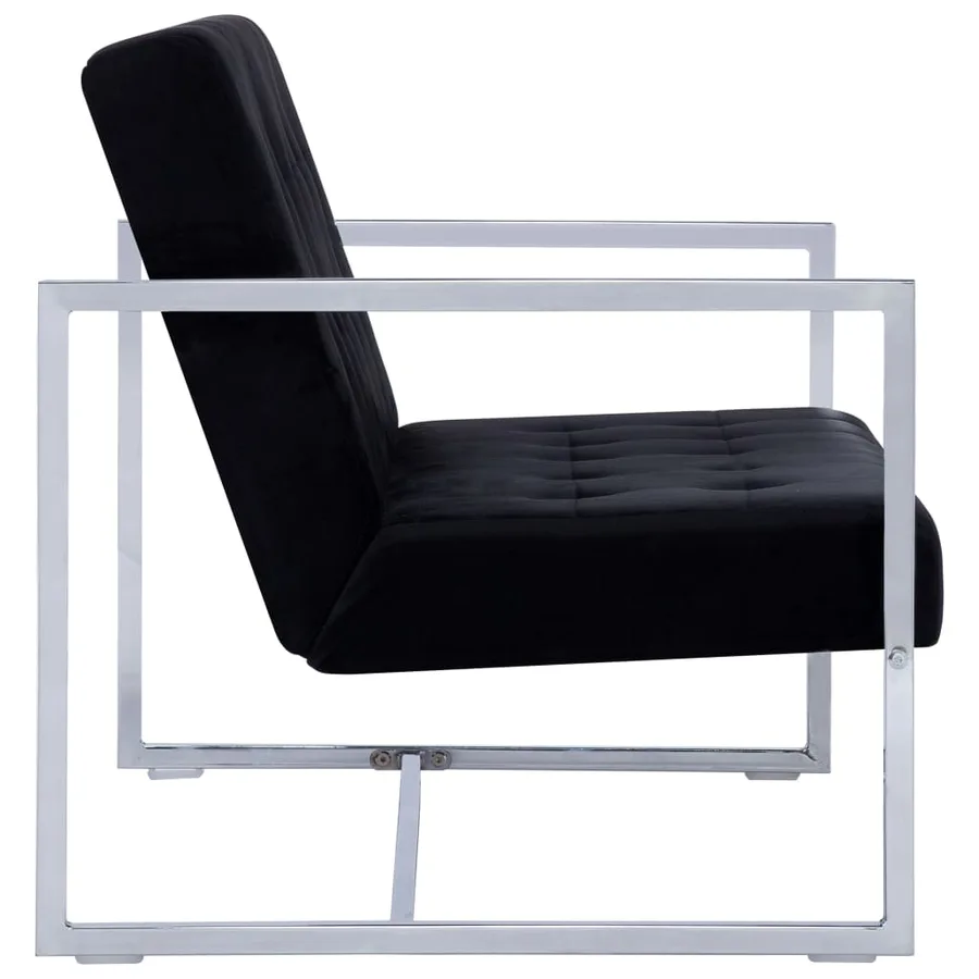 Canapé 2 places avec accoudoirs Noir Chrome et velours - 4