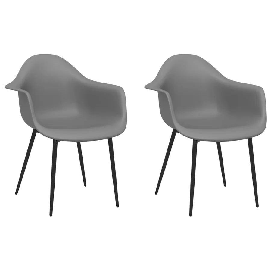 Chaises à manger lot de 2 gris PP - 2