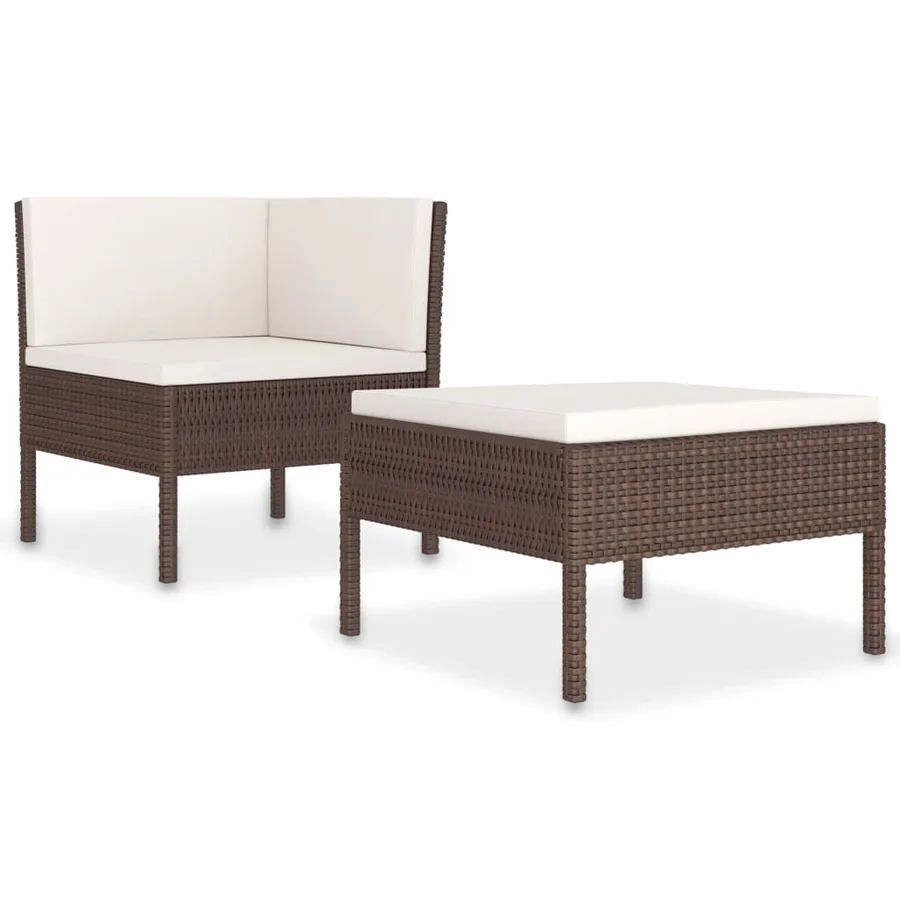 Salon de jardin 2 pcs avec coussins Résine tressée Marron - 2