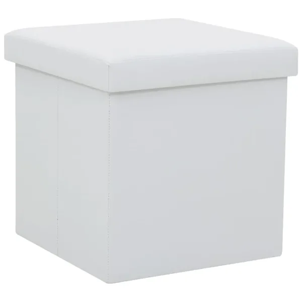 Tabouret de rangement pliable Blanc Similicuir