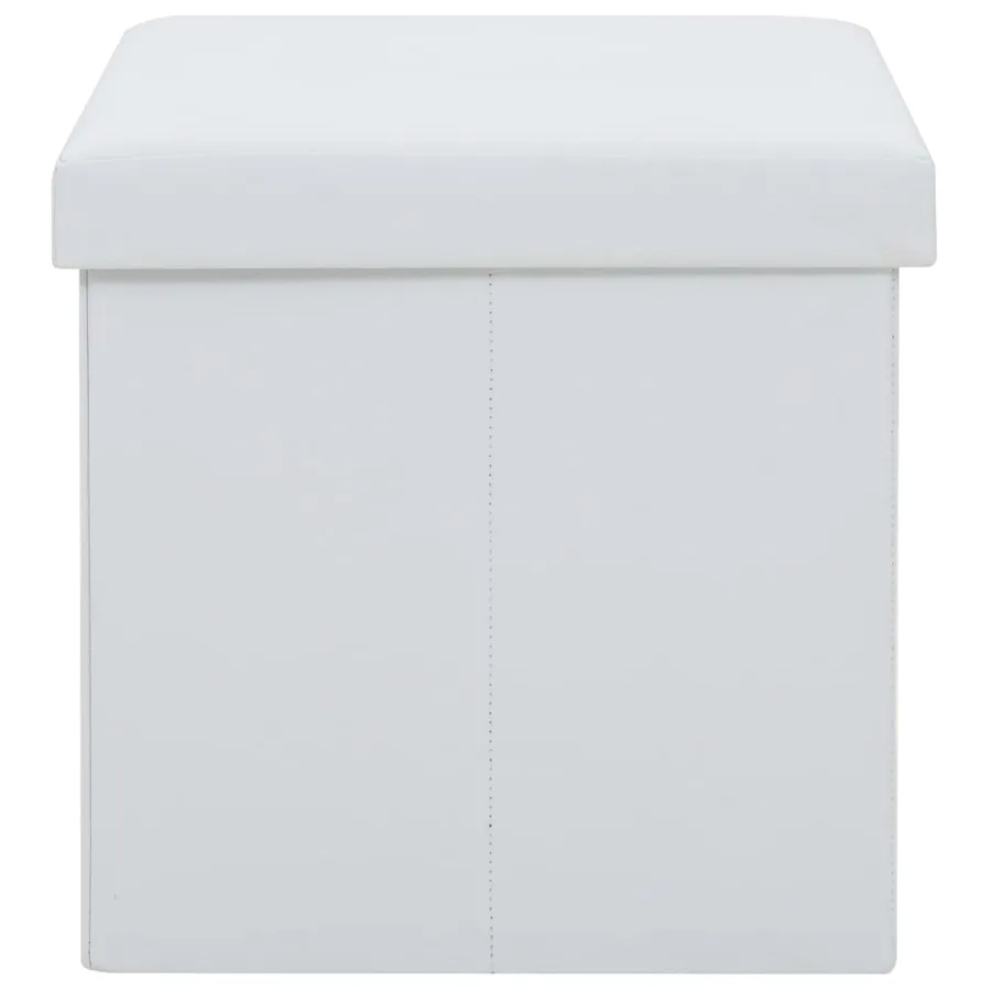 Tabouret de rangement pliable Blanc Similicuir - 5