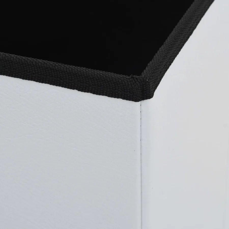 Tabouret de rangement pliable Blanc Similicuir - 7