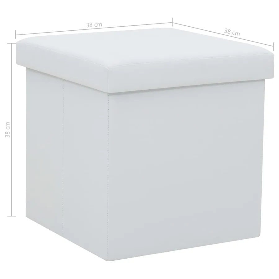 Tabouret de rangement pliable Blanc Similicuir - 8