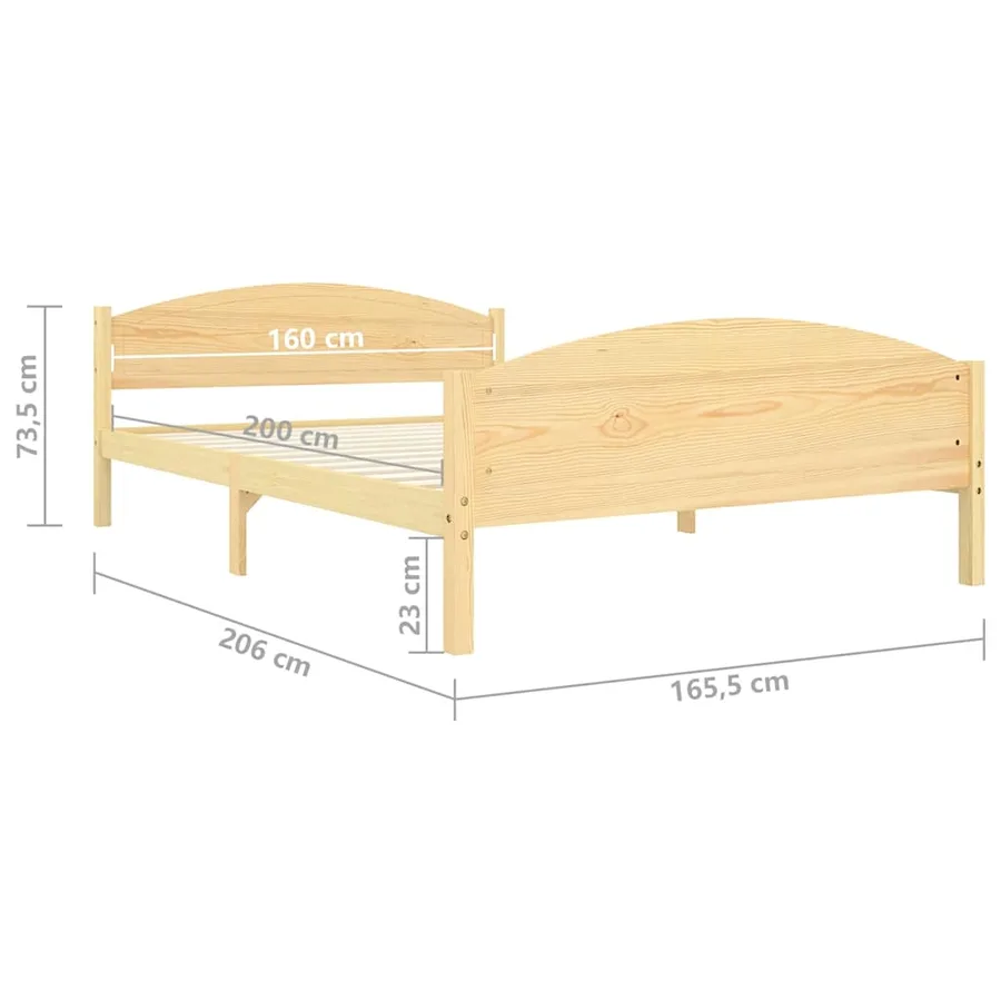 Cadre de lit sans matelas bois massif de pin 160x200 cm - 7