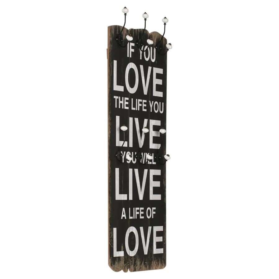 Porte-manteau mural avec 6 crochets 120 x 40 cm LOVE LIVE