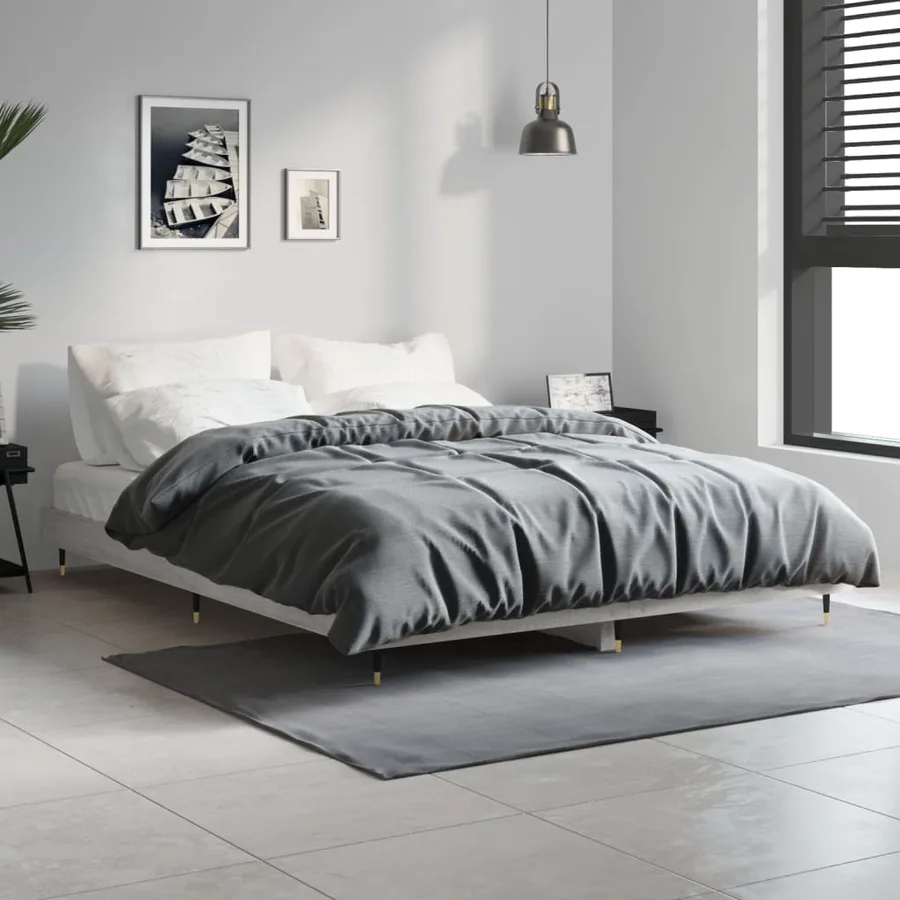Cadre de lit sans matelas sonoma gris 135x190 cm - 3