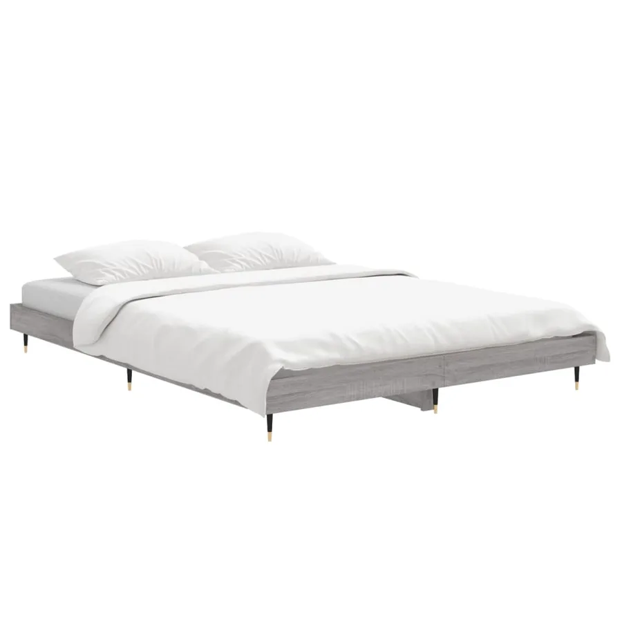 Cadre de lit sans matelas sonoma gris 135x190 cm - 4