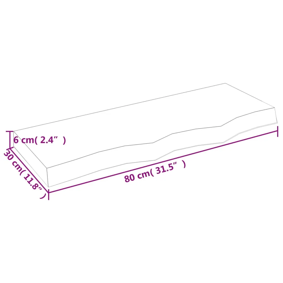 Étagère murale 80x30x(2-6) cm bois de chêne massif non traité - 9