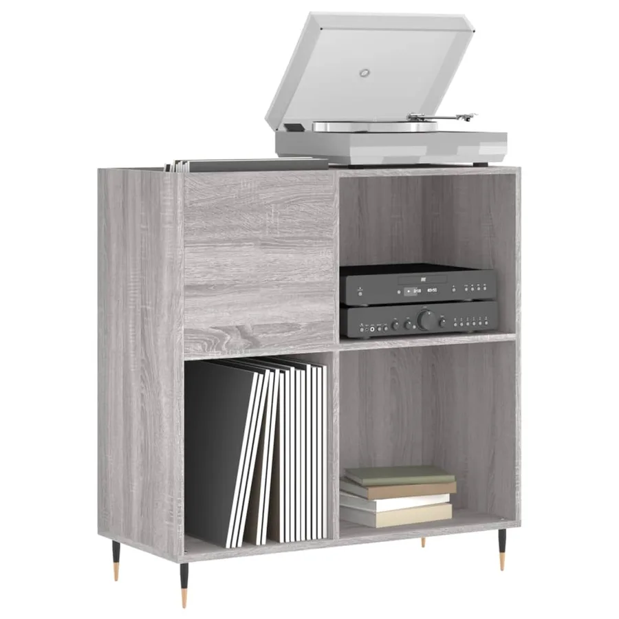 Armoire à disques sonoma gris 84,5x38x89 cm bois d'ingénierie - 3