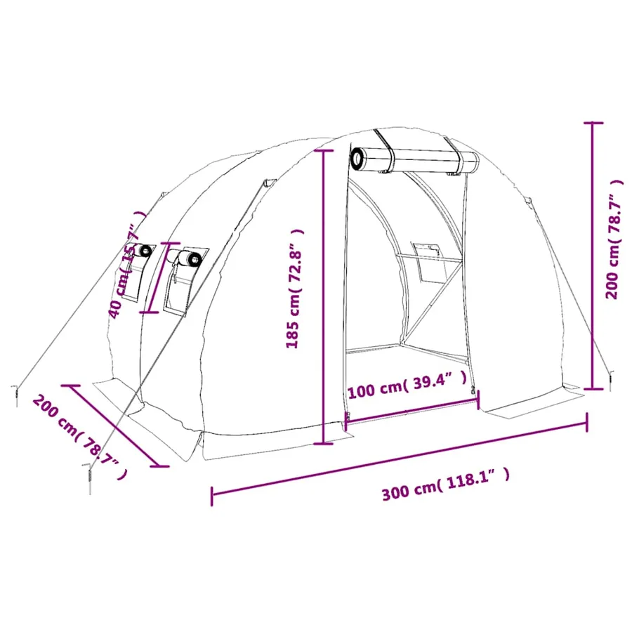 Serre avec cadre en acier blanc 6 m² 3x2x2 m - 12