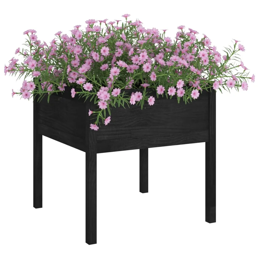 Jardinières 2 pcs Noir 70x70x70 cm Bois de pin massif - 3
