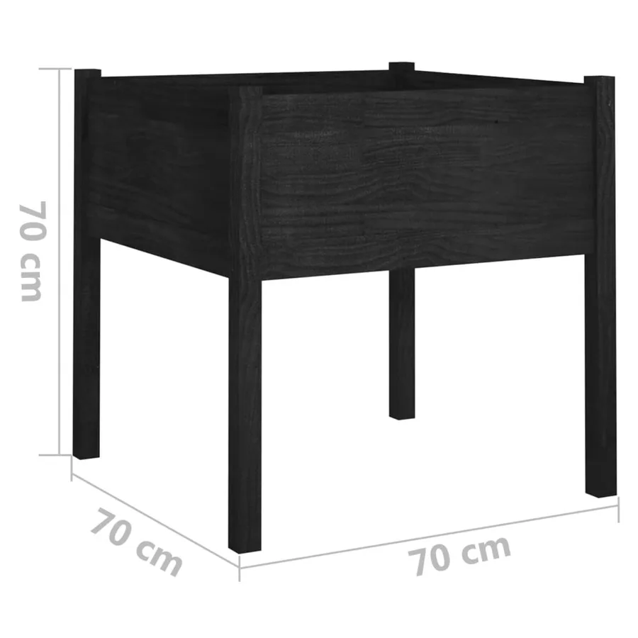 Jardinières 2 pcs Noir 70x70x70 cm Bois de pin massif - 8
