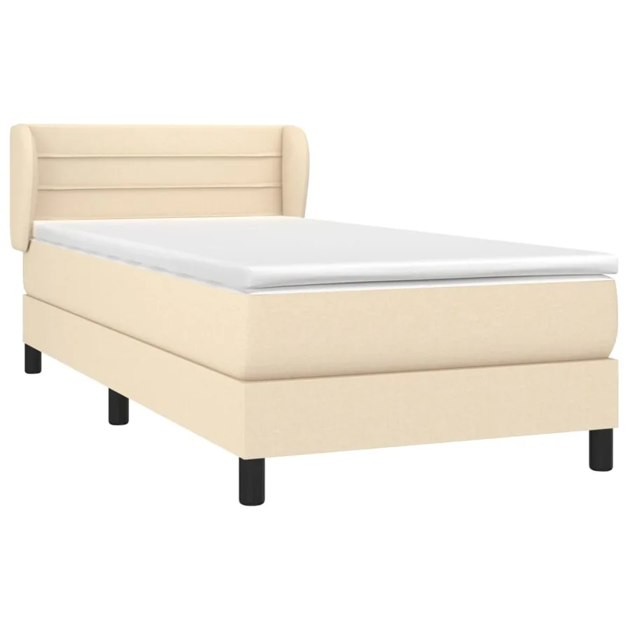 Sommier à lattes de lit avec matelas Crème 90x200 cm Tissu - 3
