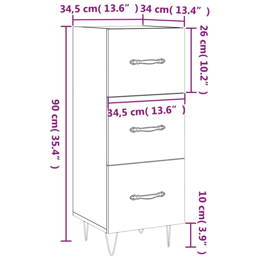 Buffet Chêne marron 34,5x34x90 cm Bois d'ingénierie - 12