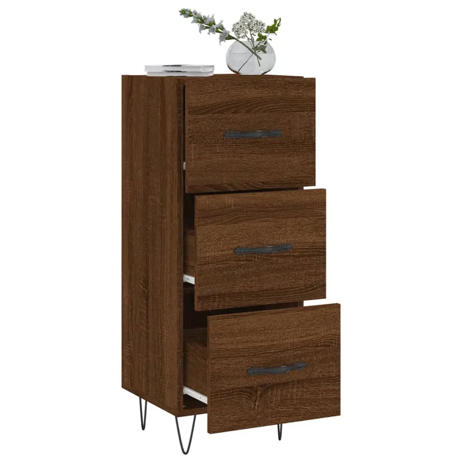 Buffet Chêne marron 34,5x34x90 cm Bois d'ingénierie - 4
