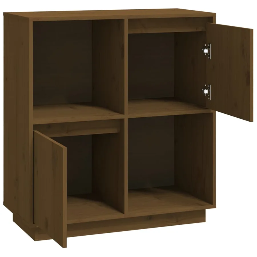 Buffet marron miel 74x35x80 cm bois massif de pin - 5