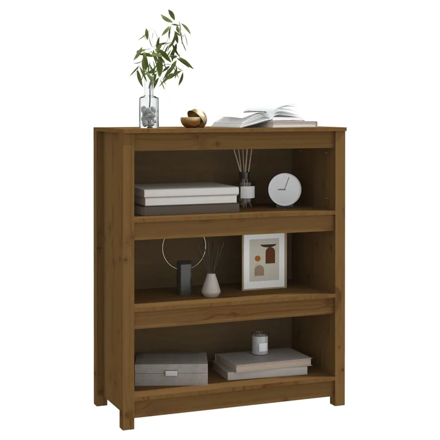 Bibliothèque Marron miel 80x35x97 cm Bois de pin massif - 4