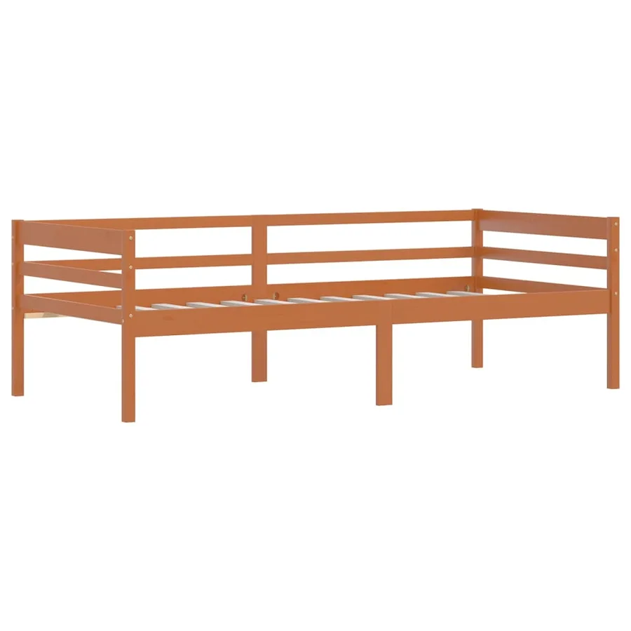 Cadre de lit sans matelas Marron miel Bois pin massif 90x200 cm - 3