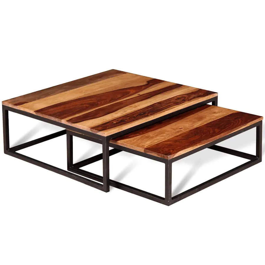 Ensemble de table basse gigogne 2 pcs Bois massif - 3