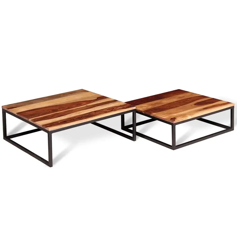 Ensemble de table basse gigogne 2 pcs Bois massif - 6