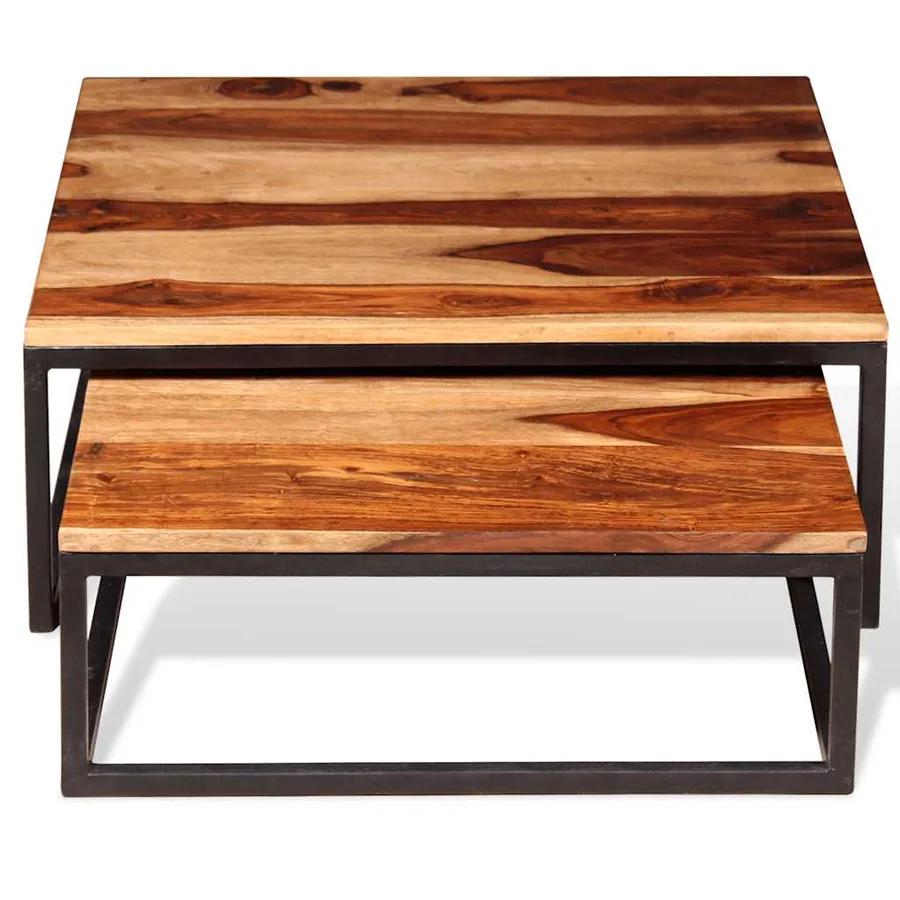 Ensemble de table basse gigogne 2 pcs Bois massif - 7