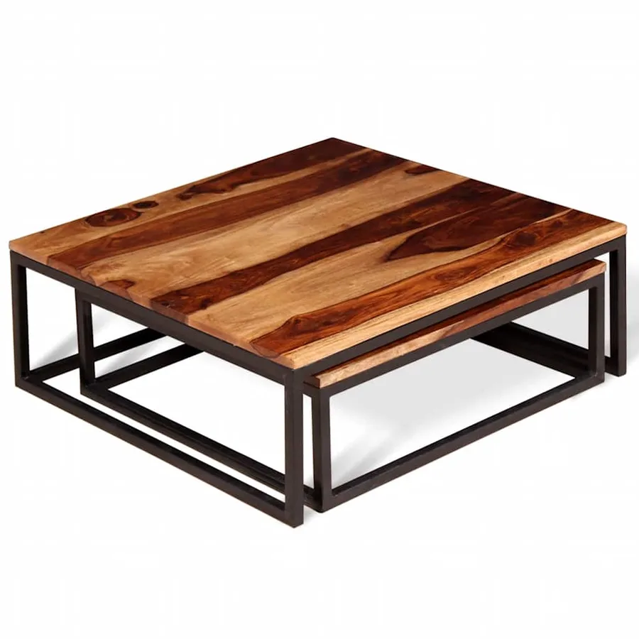 Ensemble de table basse gigogne 2 pcs Bois massif - 8