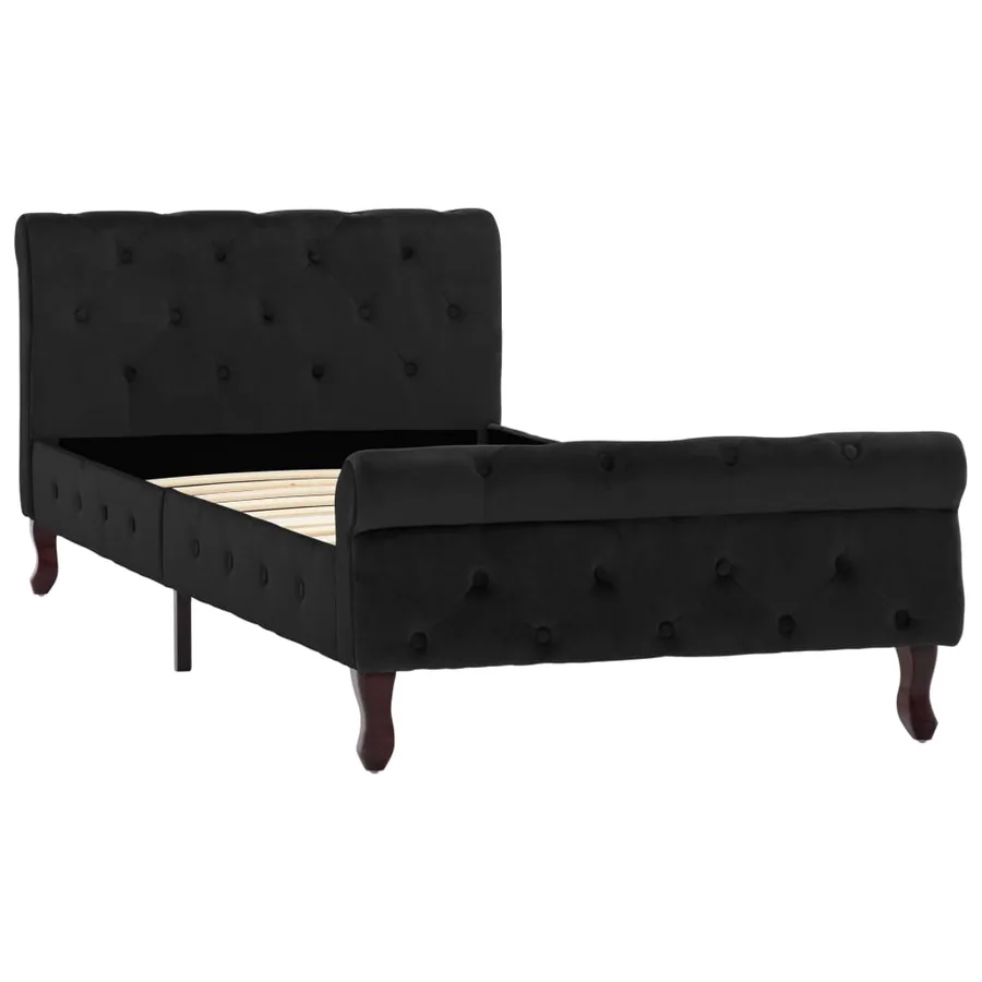 Cadre de lit sans matelas noir velours 90x200 cm - 2