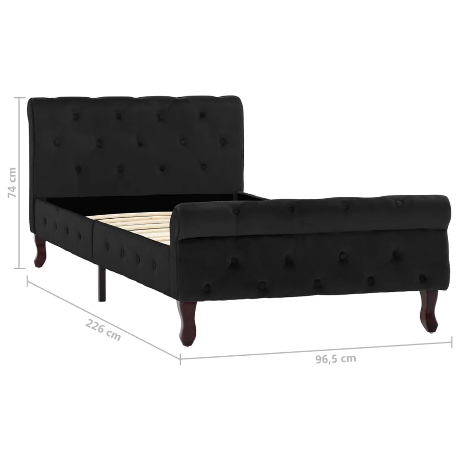 Cadre de lit sans matelas noir velours 90x200 cm - 7