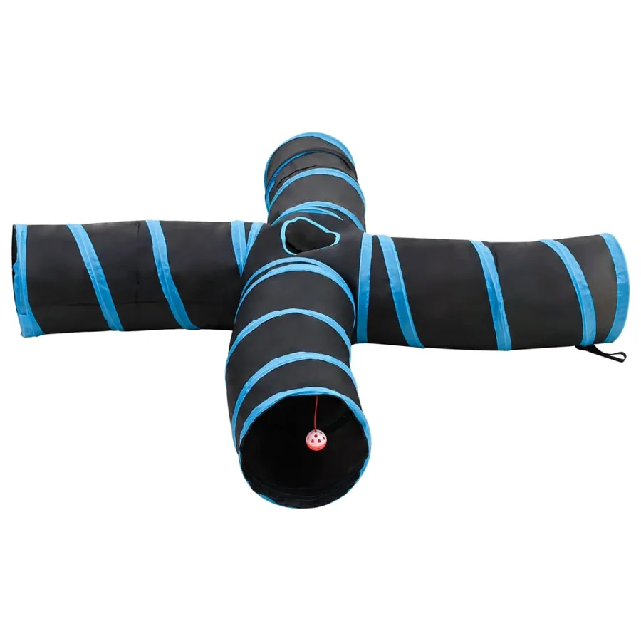 Tunnel pour chats à 4 voies Noir et bleu 25 cm Polyester - 3