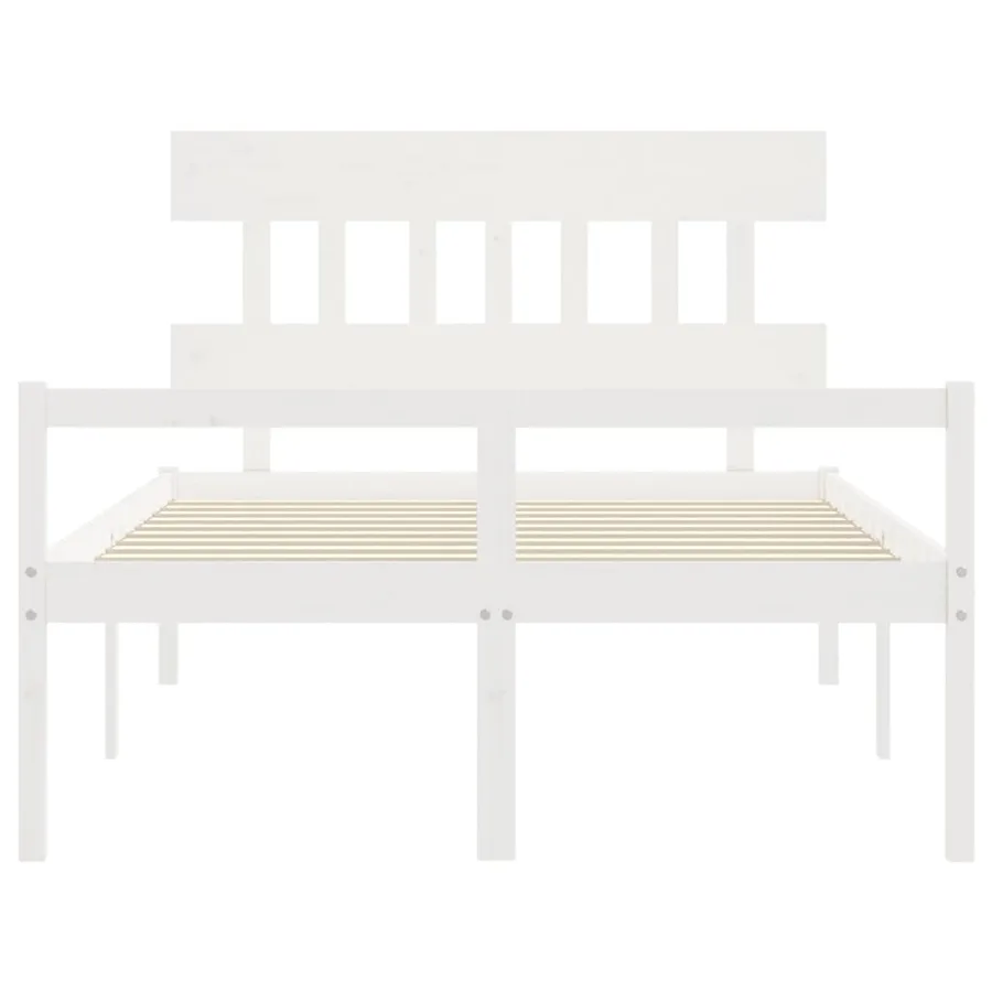 Lit pour personne âgée sans matelas blanc 140x200cm bois massif - 6