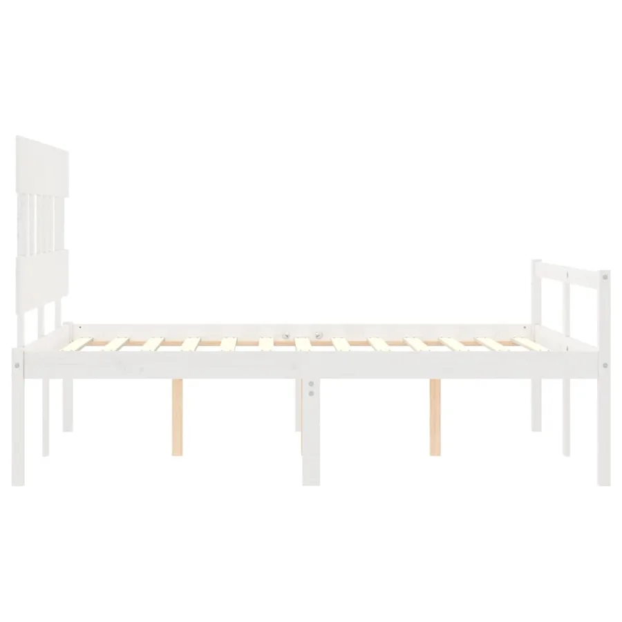 Lit pour personne âgée sans matelas blanc 140x200cm bois massif - 7
