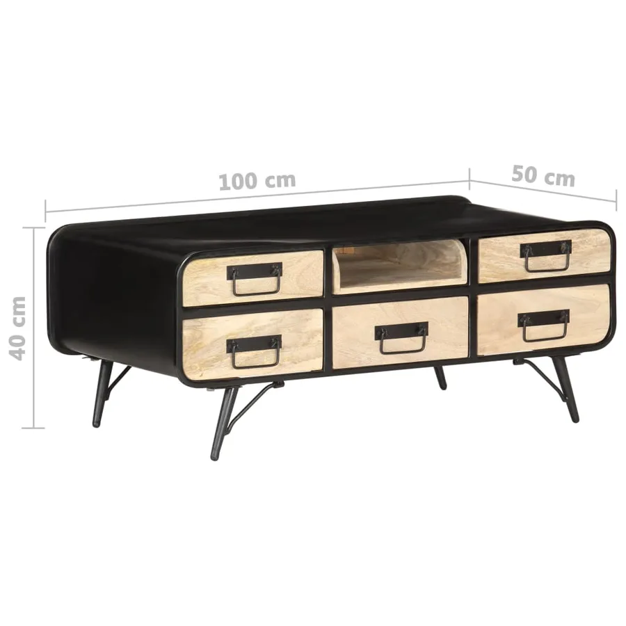 Table basse 100x50x40 cm Bois de manguier massif - 7