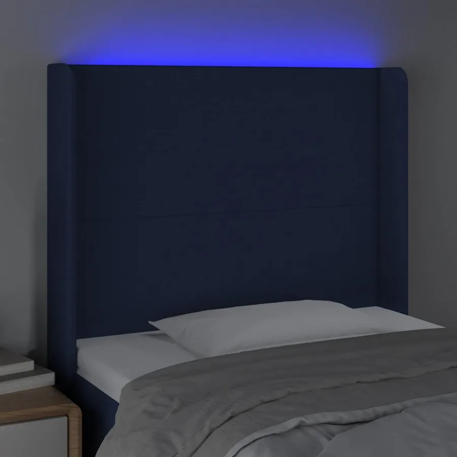 Tête de lit à LED Bleu 83x16x118/128 cm Tissu - 4