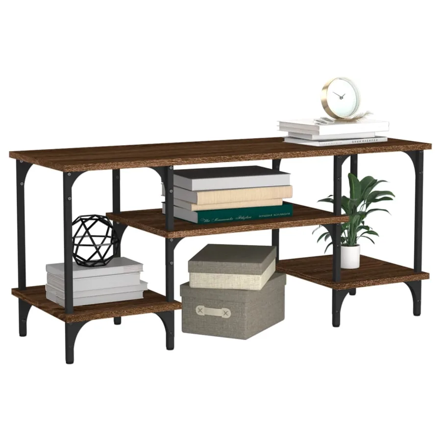 Meuble TV chêne marron 102x35x45,5 cm bois d'ingénierie - 4