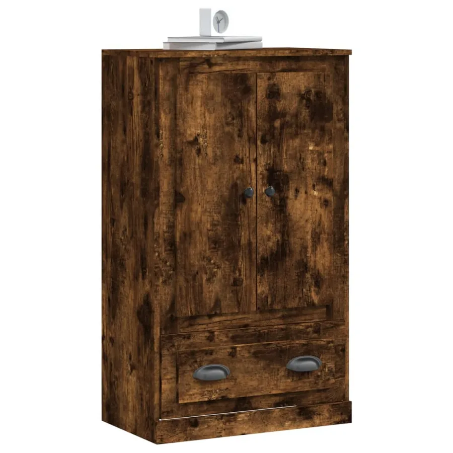 Buffet haut chêne fumé 60x35,5x103,5 cm bois d'ingénierie - 4