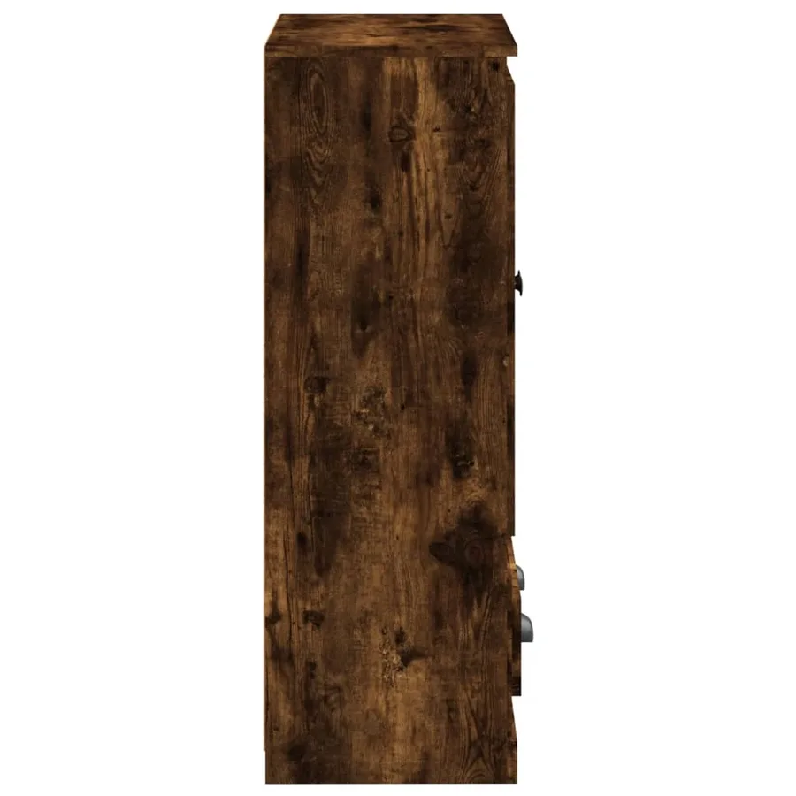 Buffet haut chêne fumé 60x35,5x103,5 cm bois d'ingénierie - 7