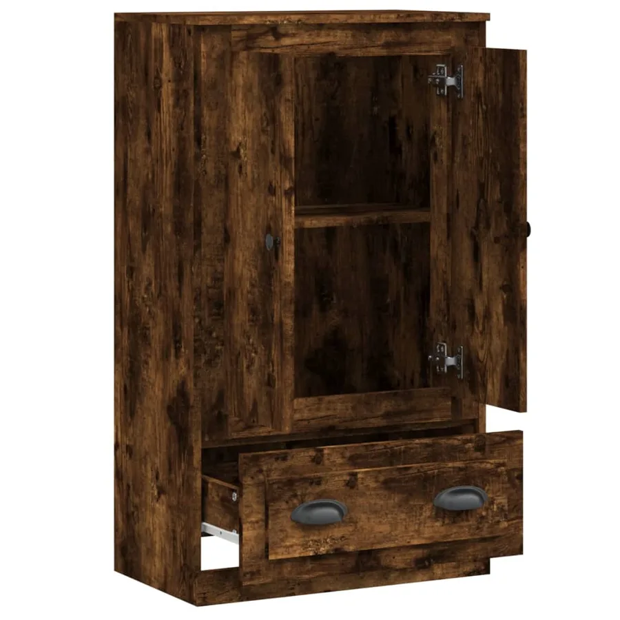 Buffet haut chêne fumé 60x35,5x103,5 cm bois d'ingénierie - 8