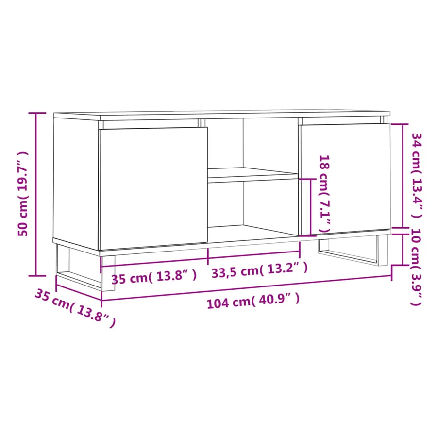 Meuble TV blanc 104x35x50 cm bois d'ingénierie - 11