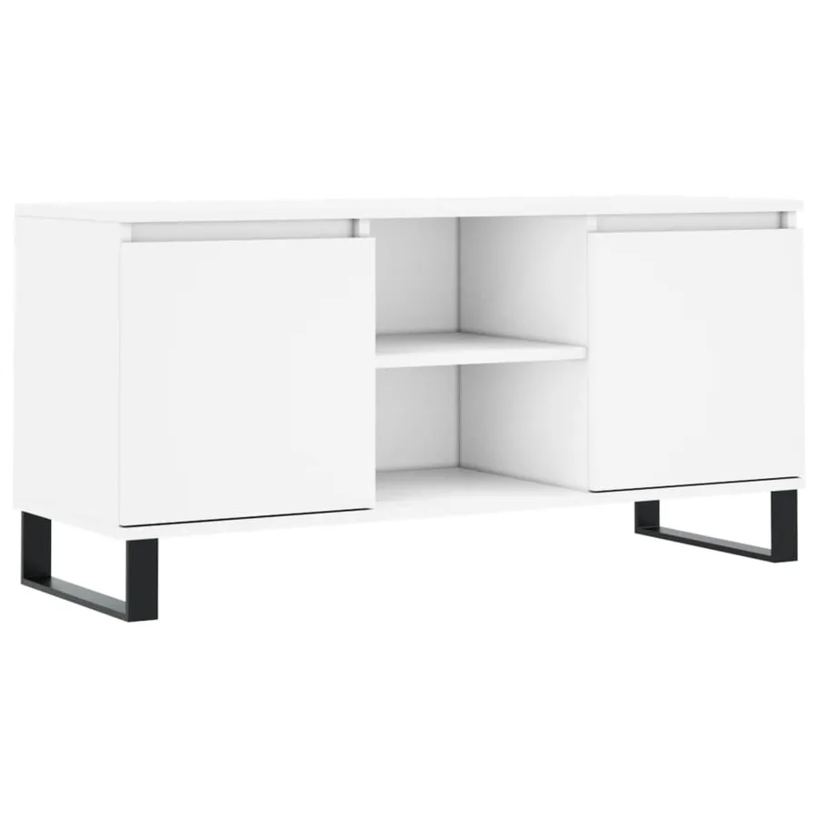 Meuble TV blanc 104x35x50 cm bois d'ingénierie - 2