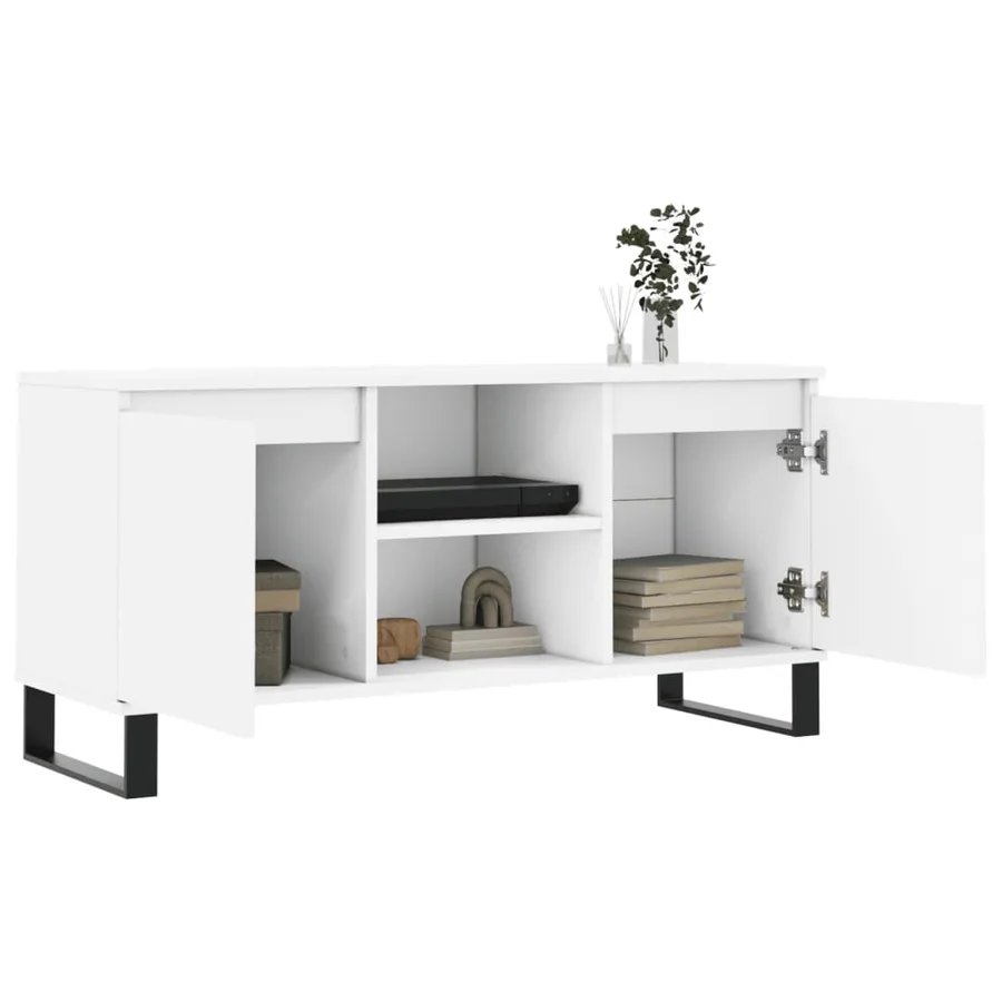 Meuble TV blanc 104x35x50 cm bois d'ingénierie - 4