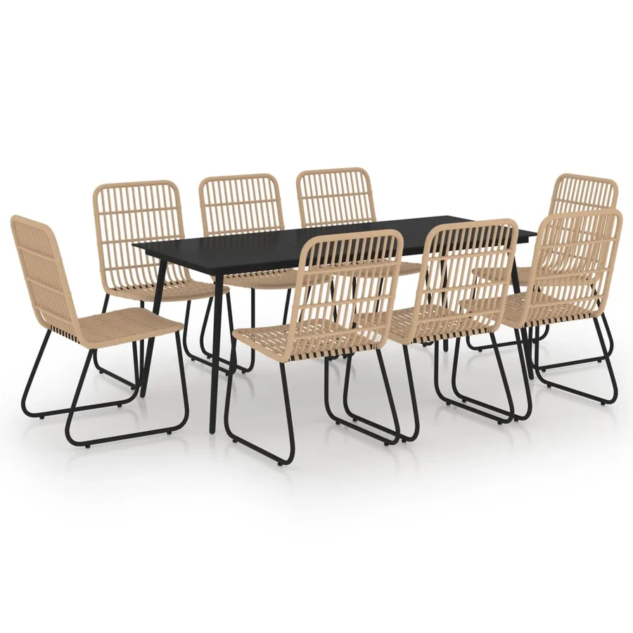 Ensemble à manger d'extérieur 9 pcs résine tressée et verre - 2