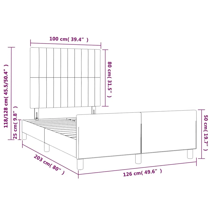 Cadre de lit sans matelas vert foncé 120x200 cm velours - 12