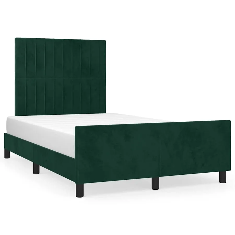 Cadre de lit sans matelas vert foncé 120x200 cm velours - 2