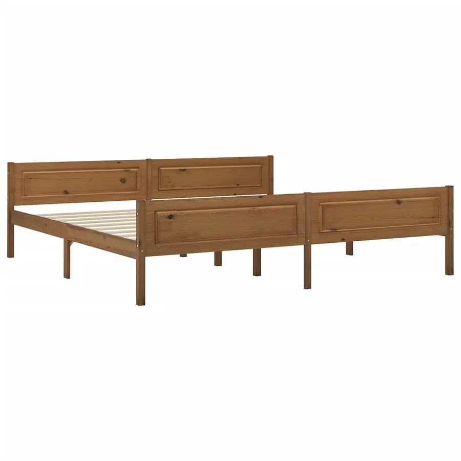 Cadre de lit sans matelas pin massif marron miel 200x200 cm - 2