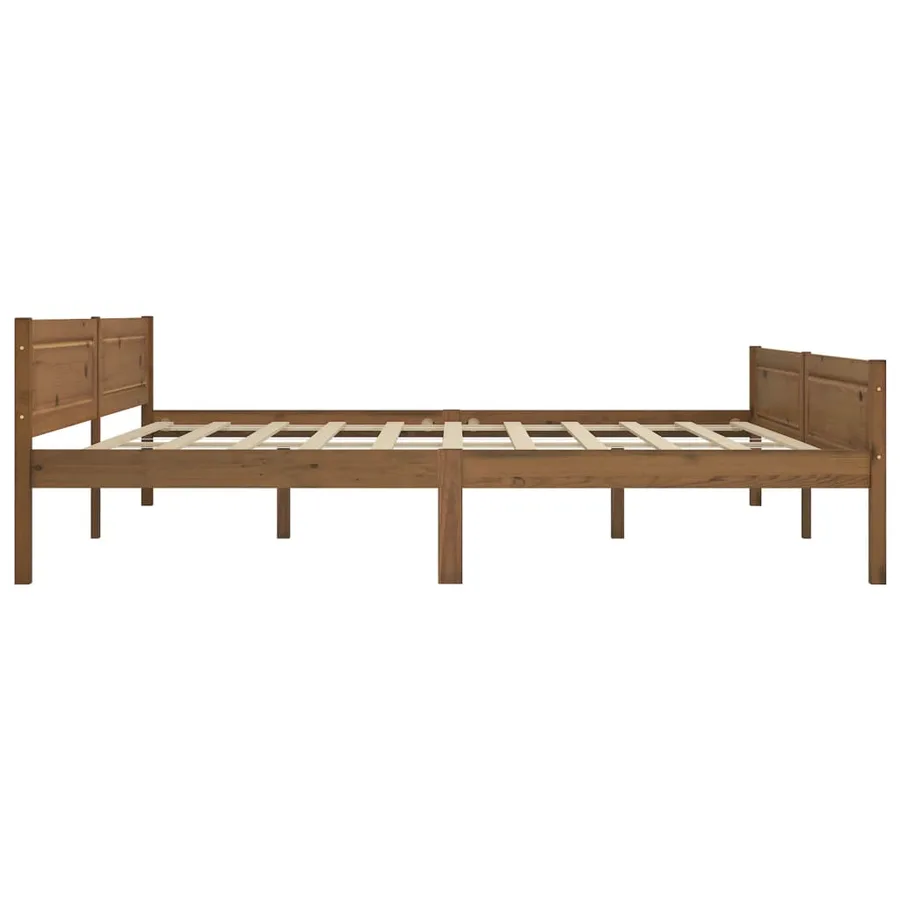 Cadre de lit sans matelas pin massif marron miel 200x200 cm - 3