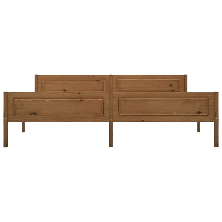 Cadre de lit sans matelas pin massif marron miel 200x200 cm - 4