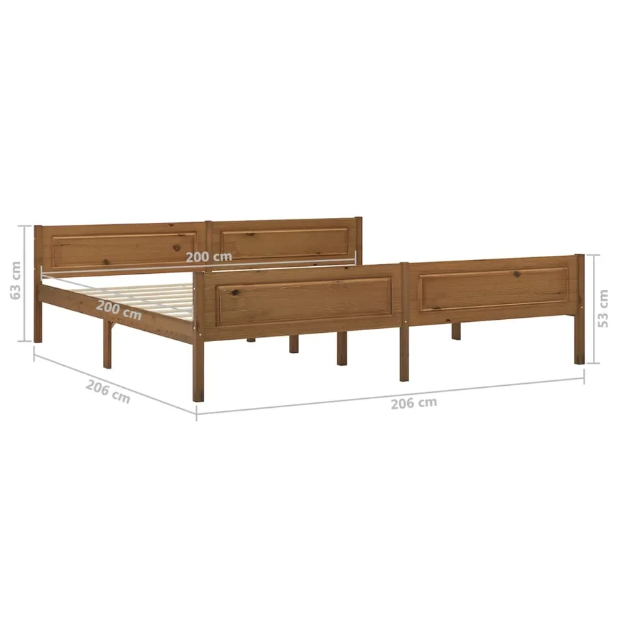 Cadre de lit sans matelas pin massif marron miel 200x200 cm - 6