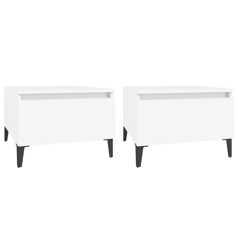 Tables d'appoint 2 pcs Blanc 50x46x35 cm Bois d'ingénierie - 2